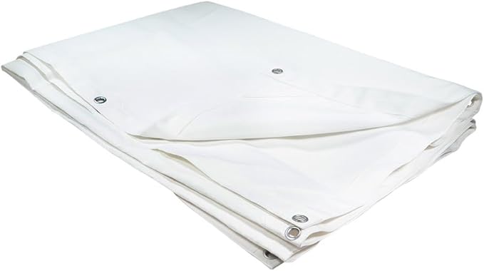 Mytee Products 12' x 16' White Canvas Tarp 12oz - Water Resistant & Breathable - Heavy Duty Tarps - Multipurpose Tarpaulin Cover for Camping Tent