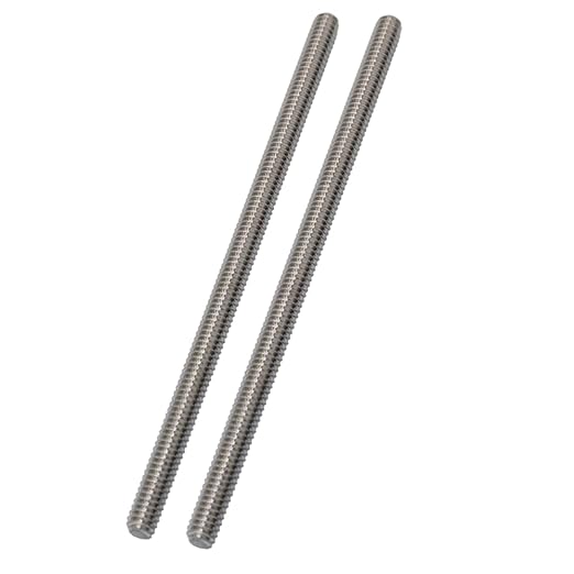 1/4"-20 x 5" Fully Threaded 304 Stainless Steel Right Hand Rod Studs (2 Pack)
