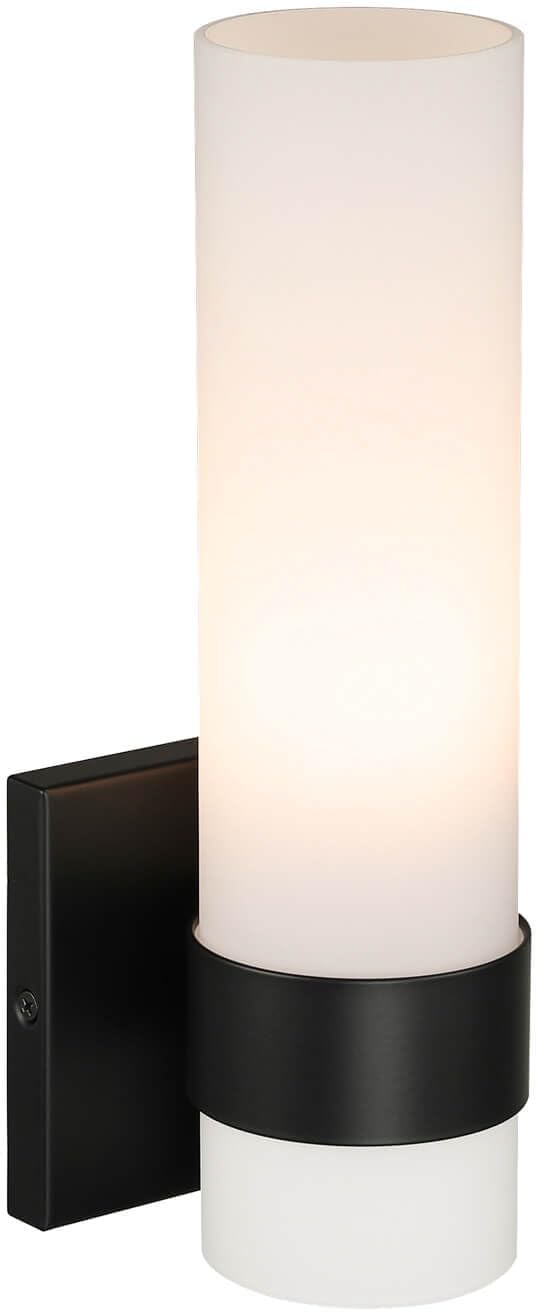 XiNBEi Lighting Black Wall Sconce, Modern Bathroom Sconce Light with White Glass Single Wall Light Fixtures for Hallway Bedroom & Living Room Corridor XB-W1185-MB