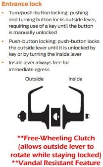 CLG HARDWARE Commercial Lever Door Lock - Heavy-Duty Locking Door Handle, Designer Door Handles, Cylindrical Lever Lock, Non-Handed Grade 2 Industrial Door Handle, 26D Satin Chrome, Entrance w/Clutch