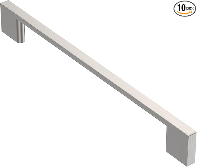Alzassbg 10 Pack Brushed Satin Nickel Cabinet Pulls, 7-1/2 Inch(192mm) Hole Centers Rectangle Cabinet Handles Kitchen Pulls for Drawers and Cabinets AL3051SN