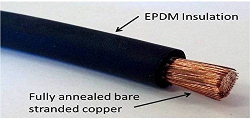 2 Gauge 2 AWG 2.5 Feet Red + 2.5 Feet Black Welding Battery Pure Copper Flexible Cable + 10pcs of 3/8" Tinned Copper Cable Lug Terminal Connectors + 3 Feet Black Heat Shrink Tubing