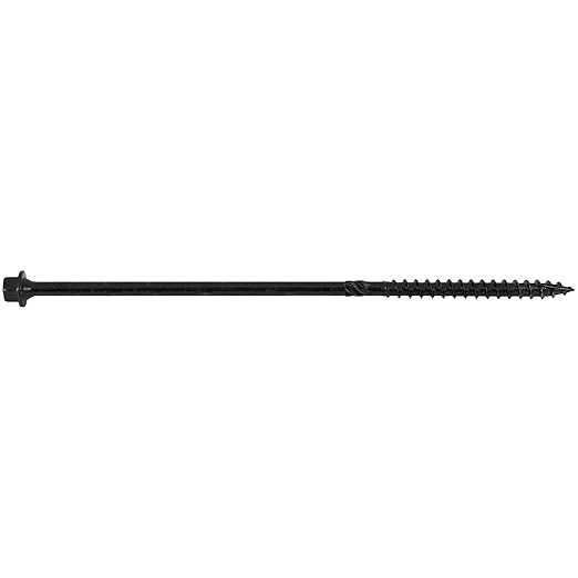 #14 X 7 Heavy Duty Black Timber/Log/Landscaping Wood Screws - Exterior Coated Heavy Duty Screws - ~50 Screw Count - Heavy Duty Black Log Wood Screws