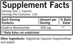 Kirkman Creatine 500 mg - Hypoallergenic | 120 Vegetarian Capsules | Amino Acid