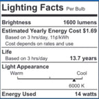 Energetic BR40 LED Light Bulbs, Indoor Flood Light, Dimmable, 6000K Cool Daylight, 110W Equivalent, 1600LM, E26 Base, Flicker Free, UL Listed, 6 Pack