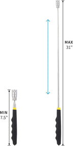 1 Piece 8LBs Telescoping Magnetic Flashlight Pickup Tool with 3 LED Lights, Magnet Stick Rod Extendable 7.5" to 31" for Men, Birthday, Father's Day, Christmas Gift