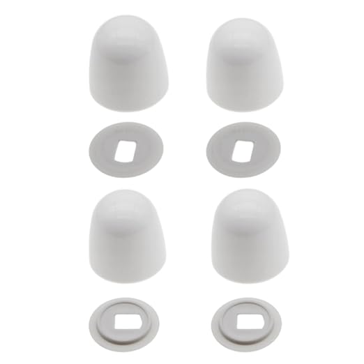 4pcs Toilet Bolt Caps Universal Round Toilet Seat Floor Bolts Caps Covers with Washers (White)