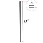 25 Pack Deck Balusters 32'' Rectangle Staircase Baluster, Black Metal Deck Spindle and Stairs Railing,Hollow Rectangle Deck Balusters for Deck Railing Porch