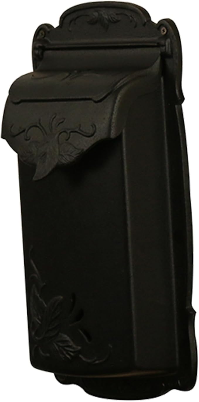 Special Lite Floral Vertical Wall Mount Mailbox - Black Cast Aluminum Mailbox for Wall Mount - SVF-1001-BLK