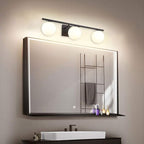 New Bathroom Vanity Light Fixtures Brushed Bronze Milk White Globe Glass Shade Modern Wall Bar Sconce Over Mirror (Black, 3 light-24inch-G9)