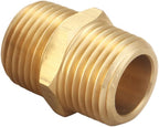 1/2 inch x 1/2 inch NPT Brass Hex Nipple Male Pipe Adapter, Thread 0.75" OD to 0.75" OD (2 Piece)