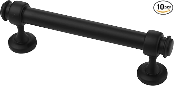 Alzassbg 10 Pack Matt Black Cabinet Pulls, 4 Inch(102mm) Hole Centers Cabinet Handles Kitchen Hardware Straight Bar for Cabinets and Drawer AL3082MB