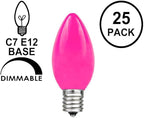 Novelty Lights 500 Case C7 Outdoor Ceramic Christmas Replacement Bulbs, Pink, C7/E12 Candelabra Base, 5 Watt