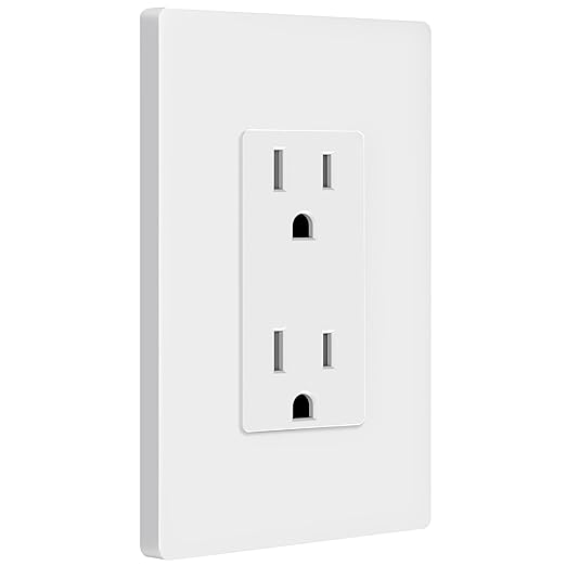 ENERLITES 40 Pack White Decorator Receptacle with Screwless Wall Plate, Standard Electrical Wall Outlet, 15A 125V, Self-Grounding, 2-Pole, 3-Wire, 5-15R, UL Listed, 61502-TR-WSID, Tamper Resistant