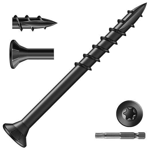 #8 x 2 Inch Deck Screws (116Pcs) 1lb. Exterior Wood Screws. Carbon Steel, Black, Flat Head, Rust Resistant epoxy Coated, with T25 Star Bit