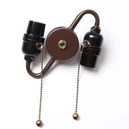 Bieye SC01 E26 Light Socket Cluster with Pull Chain Switch and Electrical Wiring Accessories (2-Light, Brown)
