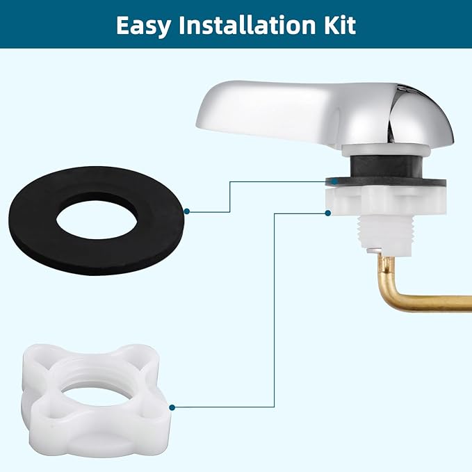 Hygie Rinse Metal Toilet Handle Replacement Kit Universal Front Mount Fit, Toilet Lever Compatible with American Standard/Glacier Bay/Gerber, Toilet Flush Handle with Flapper Chain, White