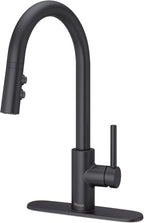 Pfister Stellen Kitchen Faucet with Pull Down Sprayer, Single Handle, High Arc, Matte Black Finish, LG529SAB