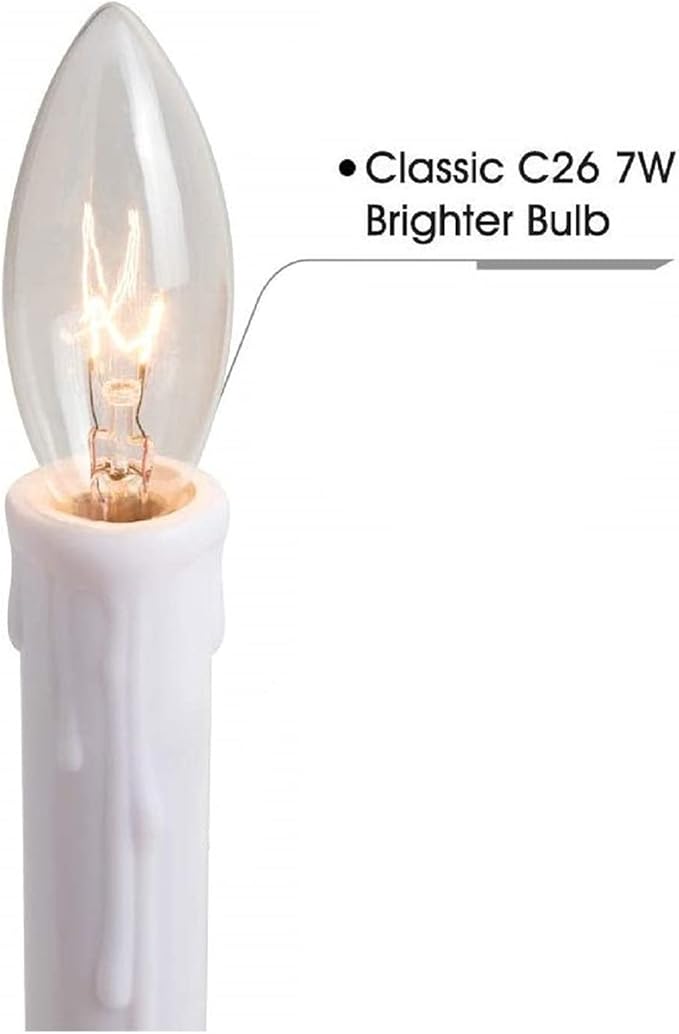 SUNSGNE 25 Pack Candle Light Bulbs, C26 Crystal Clear Torpedo Candelabra Light Bulb for Chandeliers, Window Candle Bulbs, Nightlight Bulb- 7 Watt Light Bulbs- E12 Candelabra Base