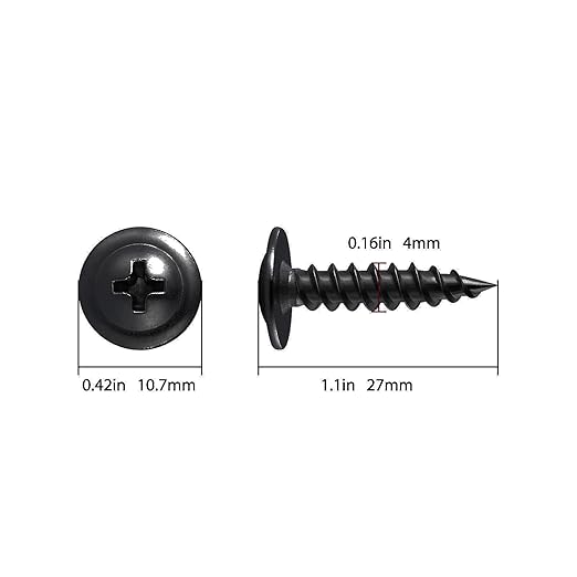 (250 pcs)#8×1" Black Truss Head Wood Screws Quick Metal Self Tapping Zinc Oxide
