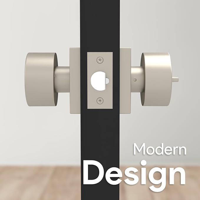 Mega Handles SUANA Entrance Door Knob for Entrance, Bedroom and Bathroom, Reversible Heavy Duty Design Door Knobs, Fits All Standard Door Sizes, Screws Included - Satin Nickel (1 Pack)