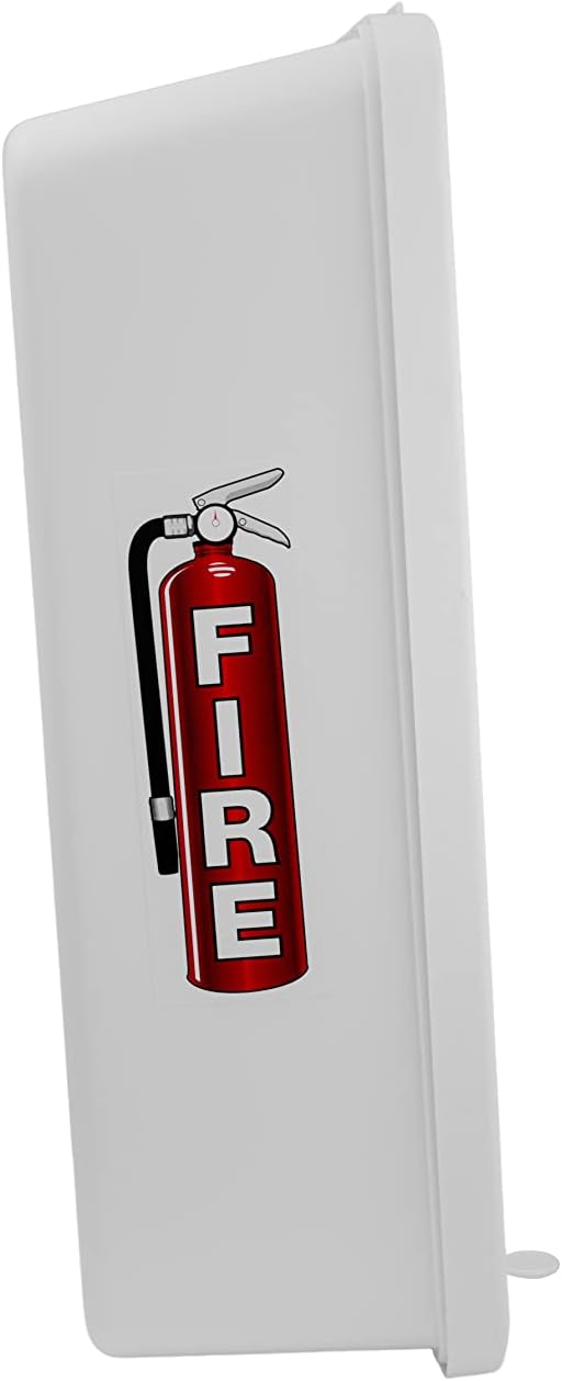 PRO&Family 5 lb Fire Extinguisher Cabinet, White with Breaker Bar Attachment, Weather Resistant, Floor Mount, Utility Room