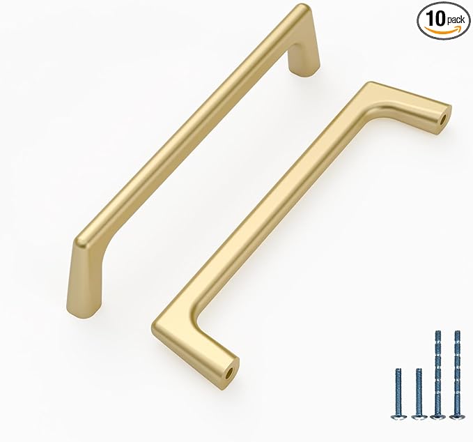 10 Pack 5 Inch Gold Cabinet Pulls - Kitchen Handles for Cabinets