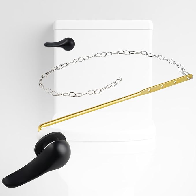 iFealClear Universal Metal Toilet Handle Replacement Kit, Front Mount Toilet Tank Flush Lever Handle with Stainless Steel Chain, Toilet Trip Lever Fits Most Toilets, Easy to Install, Matte Black