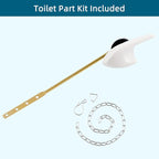 Universal Metal Front Mount Toilet Handle Replacement Kit Compatible with Kohler Toilet Tank Parts, Toilet Flush Lever Handle with Flapper Chains, White