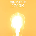 LED Edison Bulbs Dimmable, E26 Bulb 60 watt Equivalent, Soft White 2700K, ST58 Vintage Light Bulbs, 90+ CRI, 6W 600LM, E26 Base, Clear Glass, 6 Pack