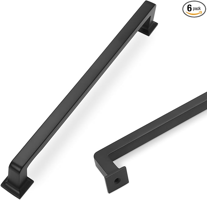 COTYKILEY 6 Pack 7.5 Inch(192mm) Matte Black Kitchen Cabinet Handles Cabinet Pulls Cabinet Door Handles Kitchen Cabinet Hardware Cupboard Drawer Pulls Dresser Handles
