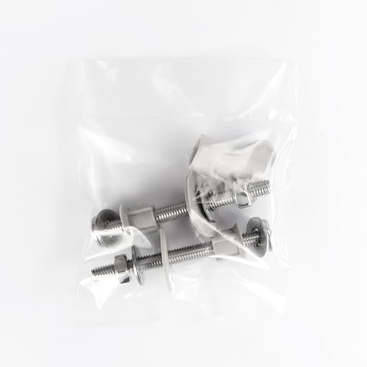 2Pcs Universal Toilet Tank Bolts Nuts, Heavy Duty Toilet Seat Screw Bolt Set, Premium Stainless Steel Hardware with Rubber Washers, Extra Long Nuts Easy Installation (MFL02)