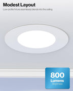 Sunco 8 Pack 4 Inch LED Flat Recessed Light, Retrofit Ceiling Can Lighting, 800 LM, Selectable CCT 2700K/3000K/4000K/5000K, Dimmable, 10W=60W, 50,000 Lifetime Hours UL