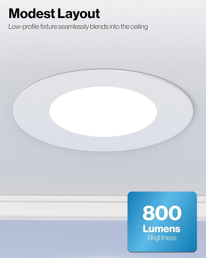 Sunco 8 Pack 4 Inch LED Flat Recessed Light, Retrofit Ceiling Can Lighting, 800 LM, Selectable CCT 2700K/3000K/4000K/5000K, Dimmable, 10W=60W, 50,000 Lifetime Hours UL
