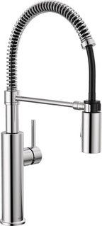 Delta Antoni Pro Style Commercial Kitchen Faucet with Pull Down Sprayer, Chrome Single Hole Kitchen Sink Faucet, Single Handle, Chrome 18803-DST