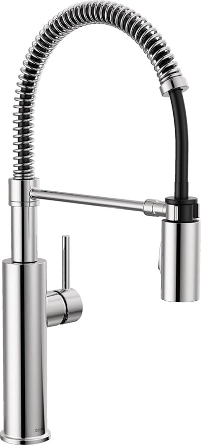 Delta Antoni Pro Style Commercial Kitchen Faucet with Pull Down Sprayer, Chrome Single Hole Kitchen Sink Faucet, Single Handle, Chrome 18803-DST