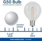 Novelty Lights Incandescent G50 Globe Replacement Bulbs - Outdoor Individual Bulbs for Events, Holiday Parties, Patios, and More - E17/C9 Intermediate Base, 7 Watt Lights (Orange, 25 Pack)