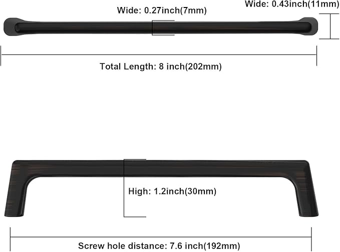 Oil Rubbed Bronze Cabinet Pulls - 10 Pack 7.5 Inch Bronze Kitchen Handles