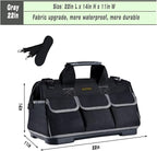 FASTECH 22-inch Wide Mouth Tool Bag with Water Proof Molded Base, Waterproof Tool Organizer Bag for Men with Adjustable Shoulder Strap (22INCH)
