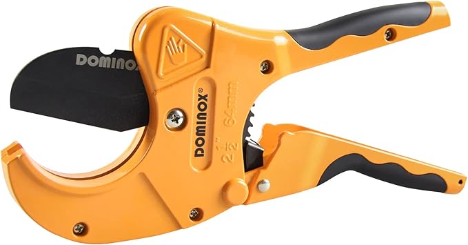 DOMINOX PVC Pipe Cutter, Cuts up to 2-1/2" PEX, PVC, PPR, Plastic Hoses& Plumbing Pipes,Ratchet PVC Cutter Tool with SK5 Blade and Aluminum Alloy Body