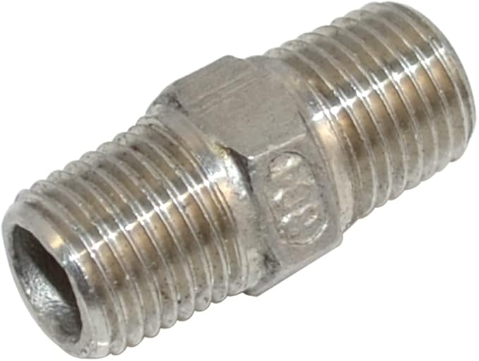 1/8" x 1/8" NPT Male Threaded Hex Nipple,Stainless Steel 304 Quick Coupler Pipe Fitting (1/4")