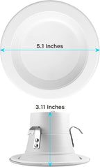 LUXRITE 4 Inch LED Recessed Can Lights, 14W=75W, 5 Color Options 2700K-5000K, 950 Lumens, Dimmable LED Retrofit Kit, Wet Rated, IC Rated, Recessed Ceiling Lights, ETL Listed, Baffle Trim (6 Pack)
