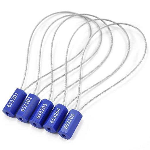1000 pcs Tamper Proof Security Cable Wire Seals Numbered Padlock Pull-Tite Security Tag Straps for Trailers, Cargo, Truck (Blue)