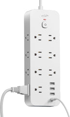 Surge Protector Power Strip with USB Ports, 14 AC Outlets with 4 USB Ports (1 USB C), 5 Feet Extension Cord with Multiple outlets, 1875W/15A, One Touch Switch Button, Wall Mountable for Home, Office