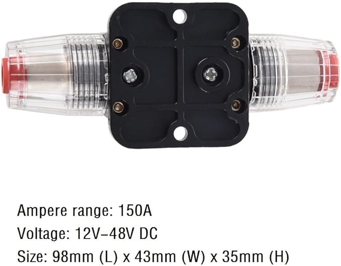 Circuit Breaker 150amp 20-300A Inline Fuse Holders for Car Audio and Amps Overload Protection Reset Fuse Inverter 12V-24V DC Replace Fuses