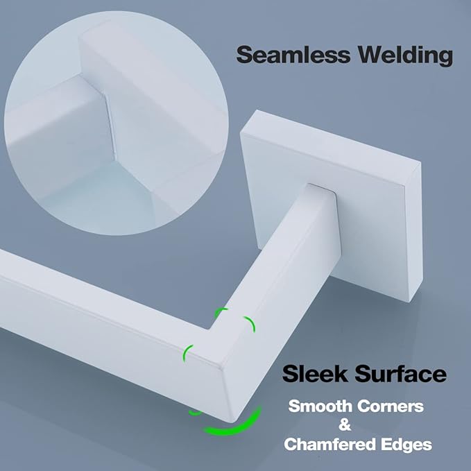 TRUSTMI Bathroom Hardware Accessories Set 5-Piece Square Towel Bar Assembly Stainless Steel Wall Mounted, White