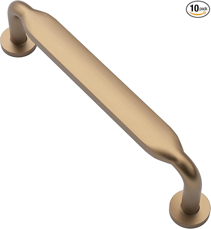 Alzassbg 10 Pack Champagne Bronze Cabinet Handles, 3-3/4 Inch(96mm) Hole Centers Arch Modern Cabinet Pulls Kitchen Cabinets Hardware for Cabinets and Drawers AL3503TGP