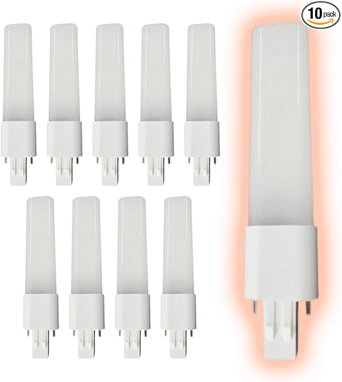 GoodBulb 7 Watt Replacement Horizontal LED Plug-in Light Bulbs | Commercial 5 Watt Hybrid 2 Pin GX23 Base 3500K Neutral White | High Output 500 Lumens | 120° Beam LED PL Light Bulbs | 10 Pack