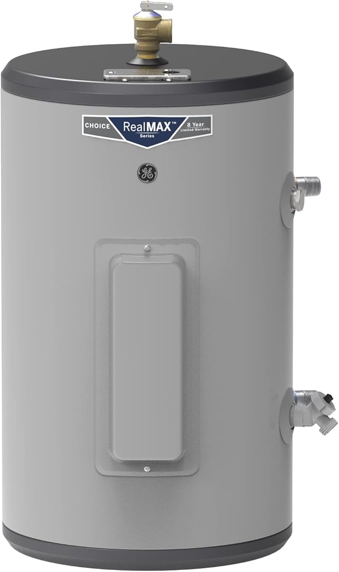 GE Appliances 10 Gallon Versatile Plug and Play Electric Water Heater with Adjustable Thermostat, Easily Installs Where You Want It, 120 Volt