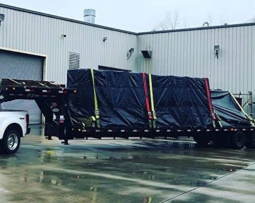Mytee Products 20' x 27' Flatbed Truck 18 Oz Lumber Tarp with 6 FT Drop - Black Heavy Duty Vinyl Waterproof Tarp for Trailers to Protect Cargo from Wind, Rain, Snow and Sun